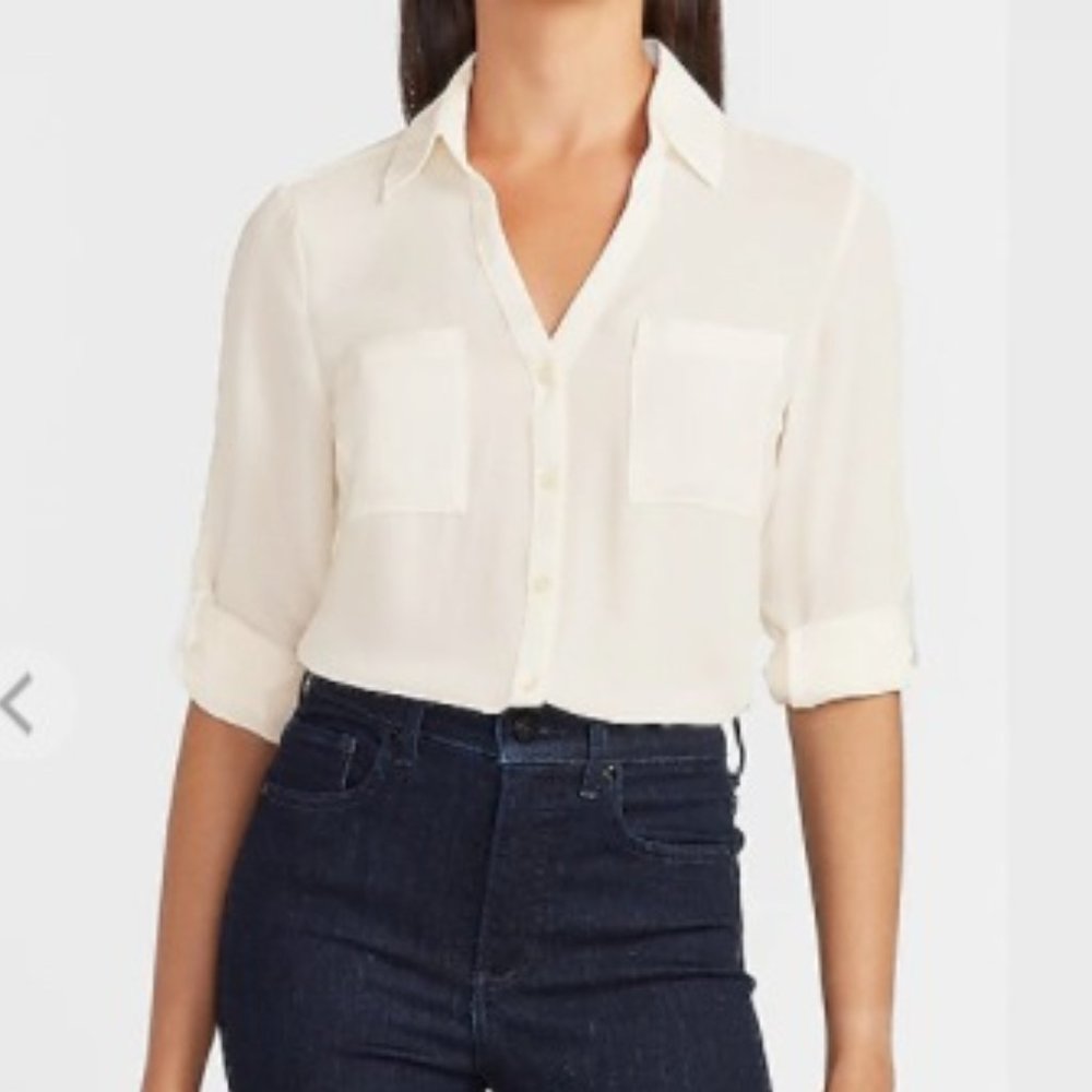 Express Slim Fit Portofino Shirt White